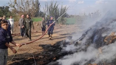 ماس كهربائي يشعل حريقًا هائلًا داخل مزرعة مواش بالغربية