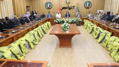 محافظ المنوفية يوزع مساعدات مالية ومواد غذائية على 60 حالة إنسانية