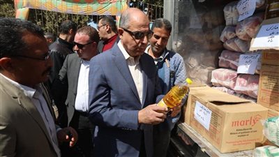 محافظ المنيا يتفقد قافلة السلع الغذائية بمركز ملوي 