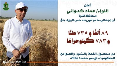 محافظ المنيا: توريد 89 ألف طن قمح إلى الصوامع والشون منذ انطلاق الموسم 
