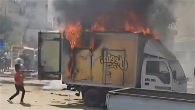 حريق سيارة مواد غذائية بالمقطم