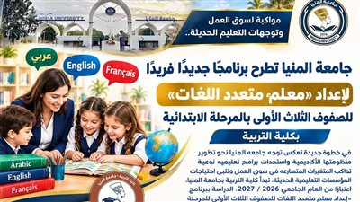 جامعة المنيا تطرح برنامجًا جديدا فريدا لإعداد «معلم متعدد اللغات» للصفوف الابتدائية 