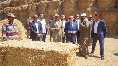 بالصور..محافظ الغربية يتفقد موقع تجميع قش الأرز بقرية بشبيش