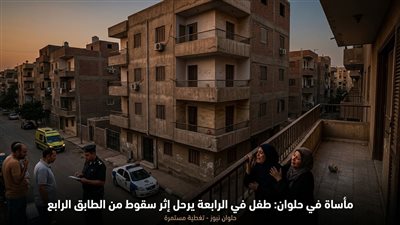 واقعة مأساوية تنتهي بوفاة طفل صغير في حلوان 