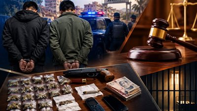 حيازة مواد مخدرة وسلاح ناري وذخيرة